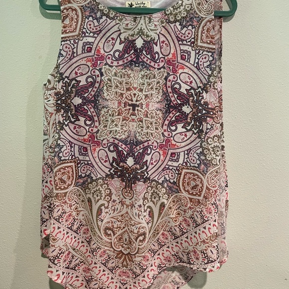 Unity World Wear women’s sheer Paisley tank.  Size L - Picture 5 of 6